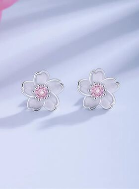 Silver 925 Jewelry Sterling Silver Earrings Cherry Blossom I