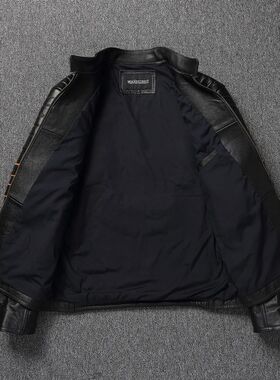 2023 New Skull Embroidery Men's First Layer Cowhide Leather