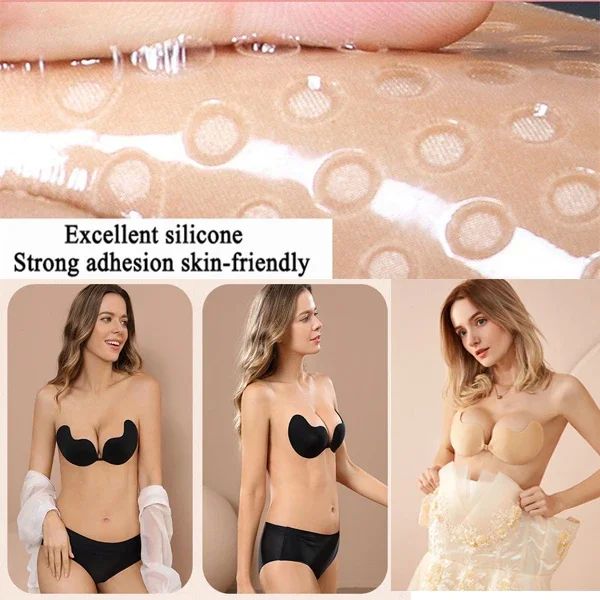 Women Push Up Bra Adhesive Pasty Strapless Bras Reusable Nip-图1