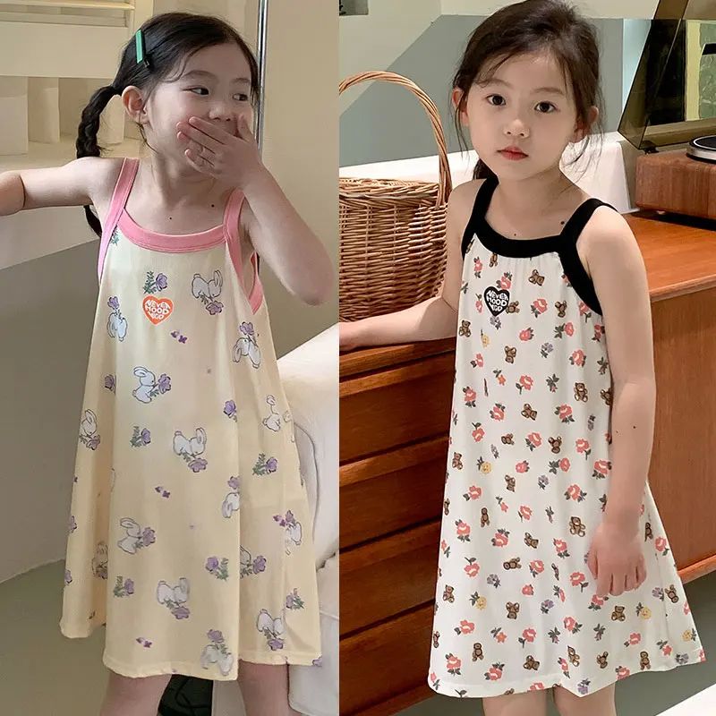 Summer Nightdress for Girls Princess Pajamas for Children Te - 图1