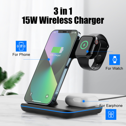 3in1WirelessChargerStand15WQiFastChargingDockStat