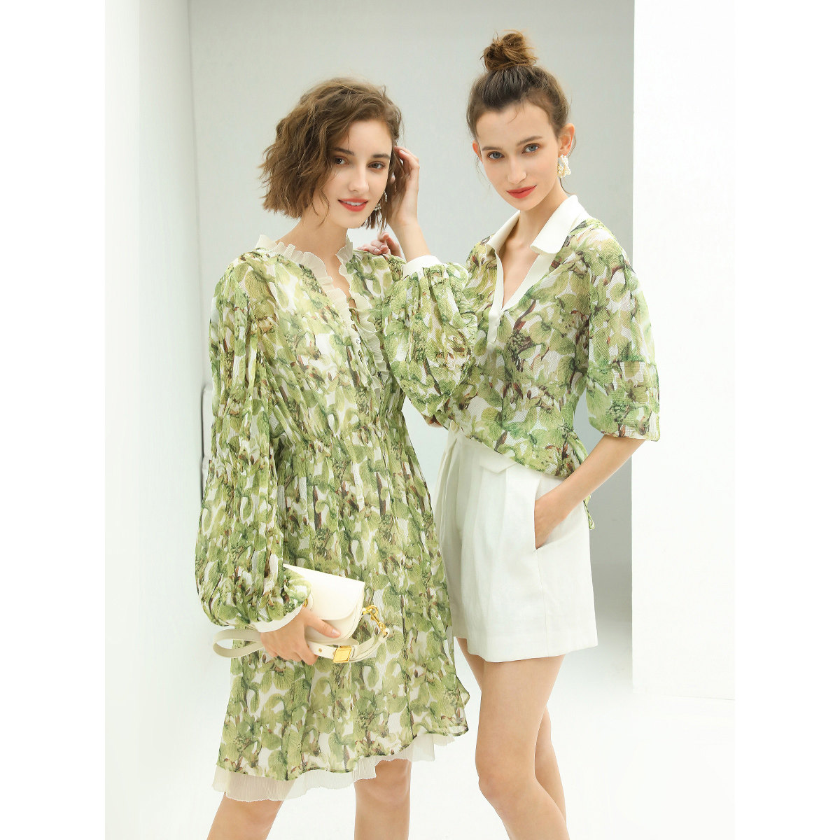 【3件5折】COCOBELLA肌理感压褶花卉印花连衣裙长袖雪纺裙FR512,淘宝优惠券,粉丝福利购,淘宝优惠卷