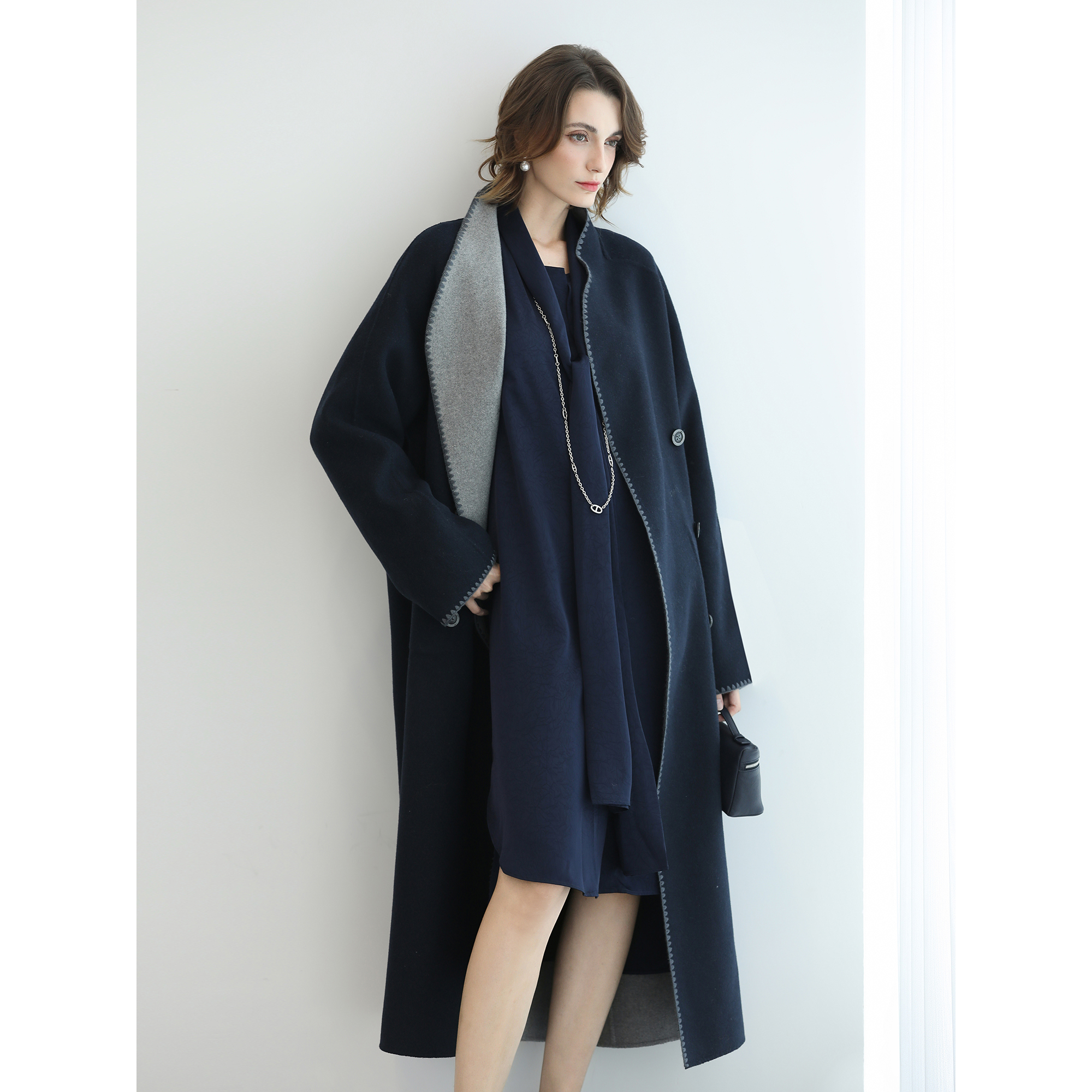 A multi-wear long woolen jacket