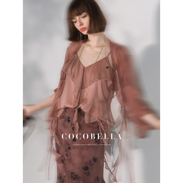 COCOBELLA 10 ແມັດ ເສື້ອ chiffon ruffled ໄຫມ