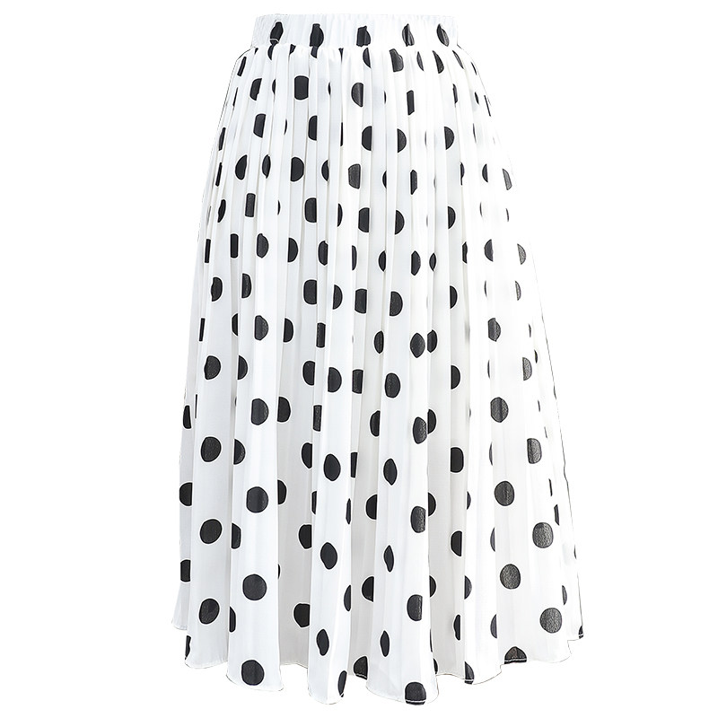 女夏2020新款a字中长款黑白半身裙 五羊佳人半身裙