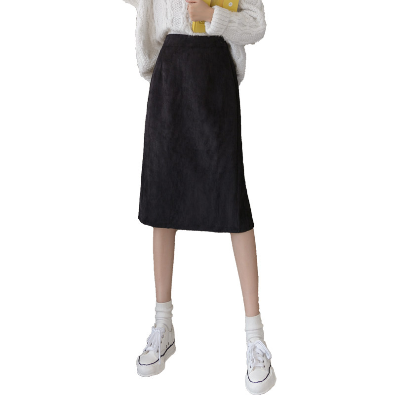 秋冬灯芯绒中长款2020新款半身裙 五羊佳人半身裙