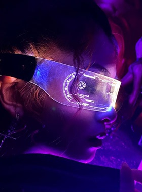 赛博朋克LED发光眼镜未来科技感