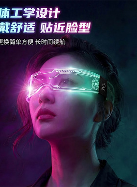 赛博朋克LED发光儿童演唱会眼镜