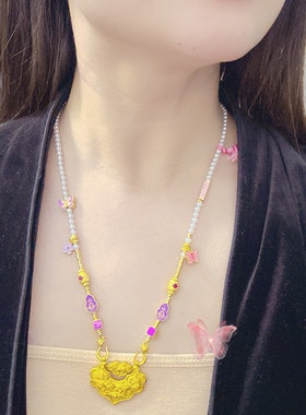 紫霞仙子珍珠款锦鲤锁项链毛衣链