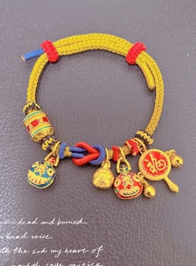 民族风波浪鼓吞金兽手链