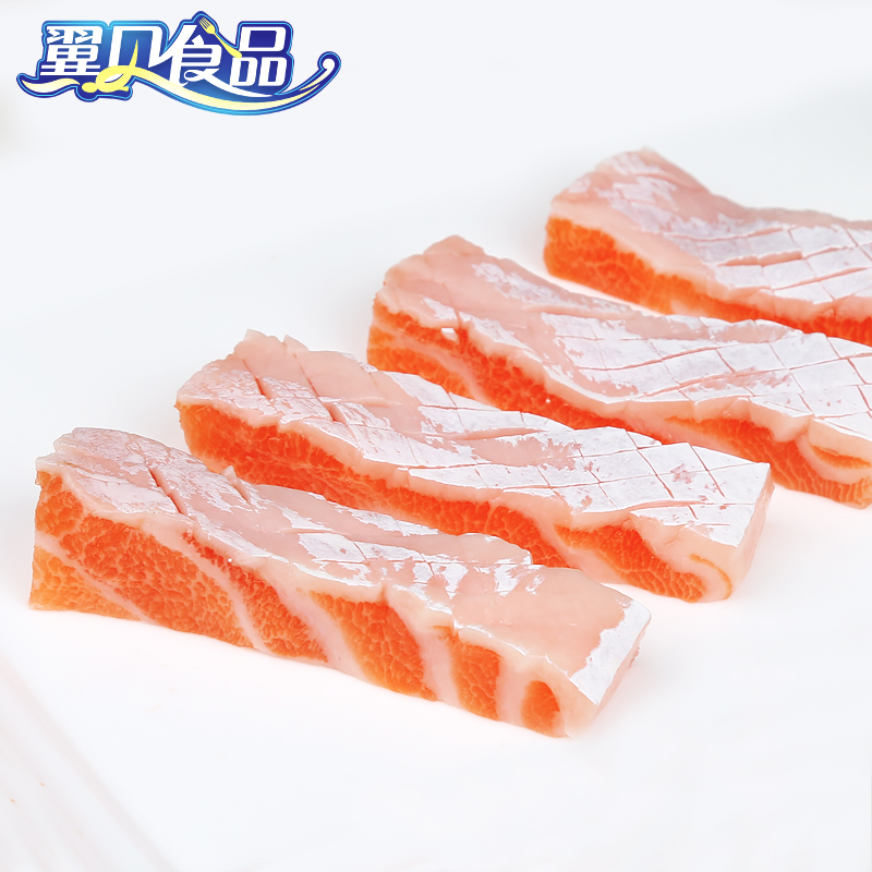 冰鲜三文鱼鱼腩250g美味海鲜鱼日式料理送芥末酱油冰鲜鱼腩鲜美 - 图2
