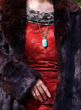 和合大仙人 原创设计自制 福在眼前 双色仿翡翠珐琅吊坠项链