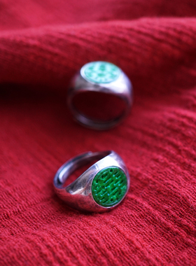 和合大仙人银古董老S925翡翠泥鳅