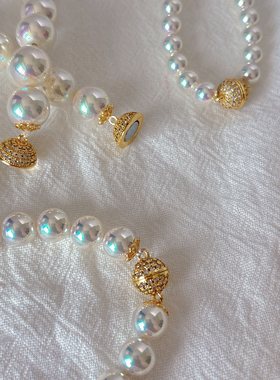 倪妮同款akoya粉光珍珠项链女