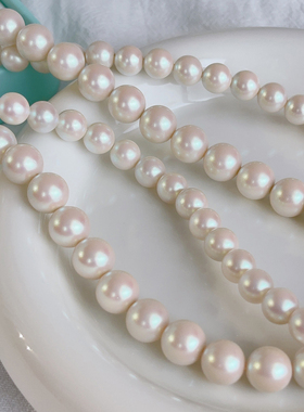 Akoya粉光珍珠925银摩天轮扣项链