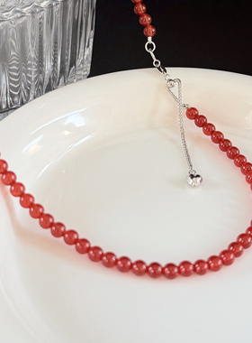 7A级天然极细红玛瑙项链女