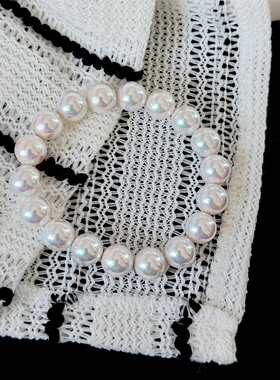 Akoya天女粉光极光伴彩珍珠手链