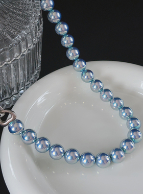 akoya真多麻银蓝玫瑰珍珠项链女