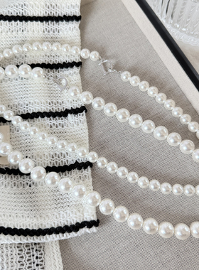 925银镶钻D字母澳白母贝珍珠项链