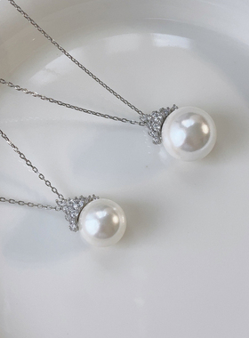 热巴同款冰雪女王澳白珍珠项链女