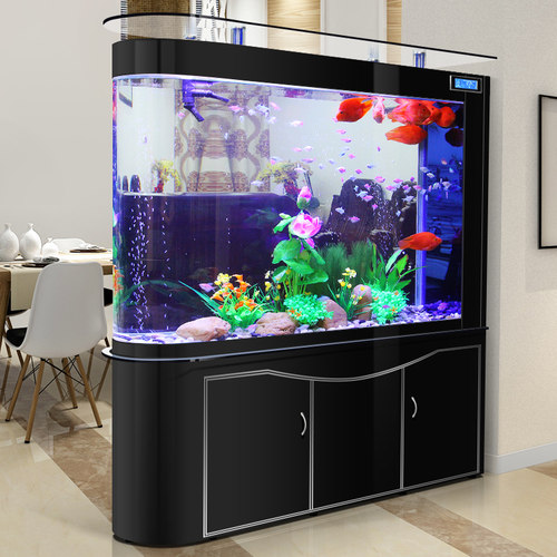 2026新款欧宝子弹头鱼缸水族箱客厅生态玻璃 U型玄关底滤智能定制 - 图2