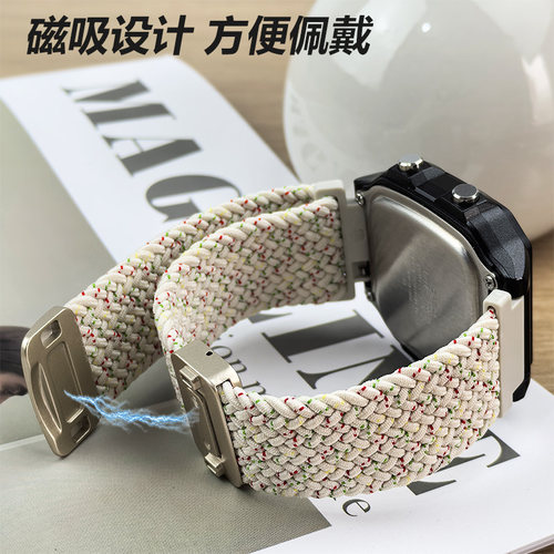 适用casio卡西欧AE1200/1300WH表带尼龙磁吸加长手表带改装非原装 - 图1