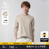 Hazys Hadith 2024 Spring New Pint Men Tide Blouse Long Sleeve Sweatshirt Pure Color Casual Round Collar T-shirt