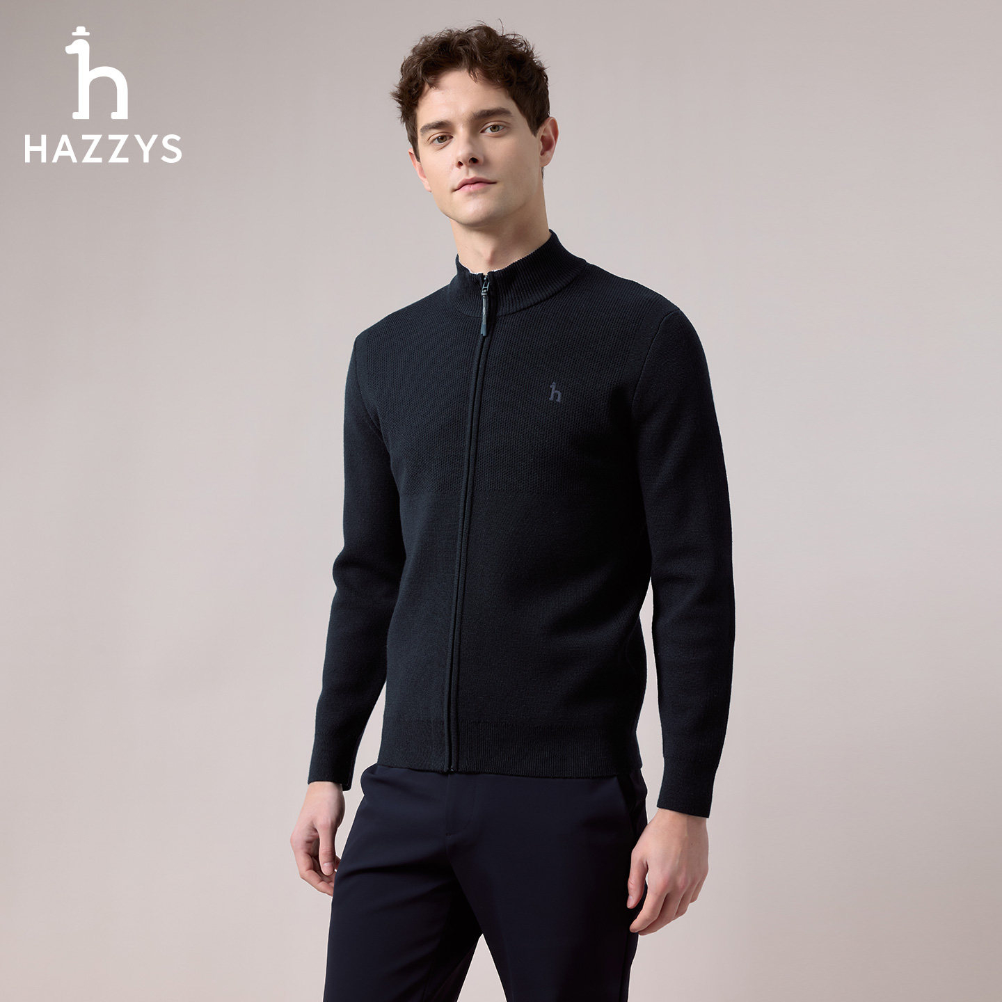 【商场同款】HAZZYS哈吉斯2025秋季新品男装针织休闲拉链开衫上衣,淘宝优惠券,粉丝福利购,淘宝优惠卷