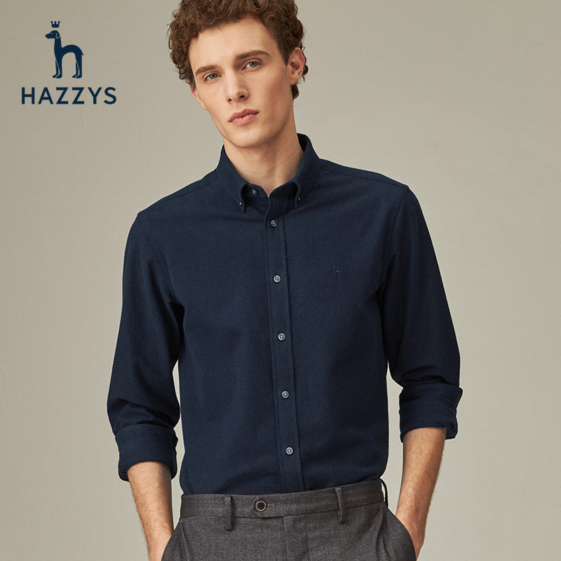 hazzys哈吉斯秋季新款男士长袖衬衫 hazzys衬衫