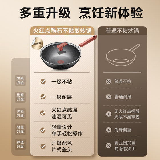 Supor non-stick household cooking pot flat-bottomed non-stick wok suitable for gas stoves and induction cookers