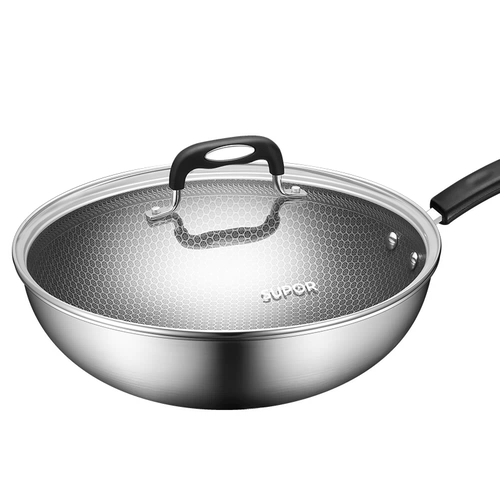Supor wok 304 нержавеющая сталь сотовый кристалл щит меньше масляного дыма вок газовая индукционная плита многофункциональная бытовая