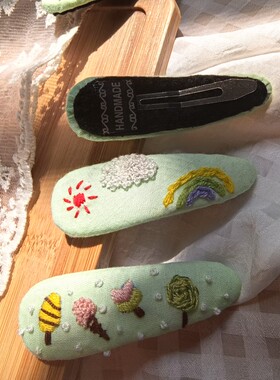 【木木子】纯手工刺绣清凉一夏夏日心情发饰发夹发卡BB夹边夹