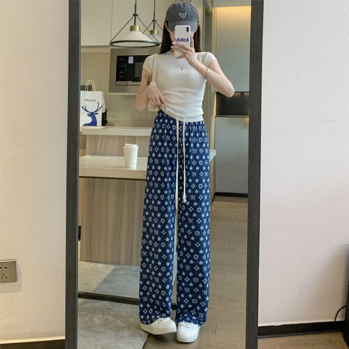 冰丝阔腿裤女2026新款垂感宽松大码窄版直筒防蚊凉凉裤防晒休闲裤 - 图1