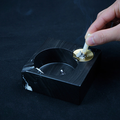 余烟新中式月牙烟灰缸创意个性潮流大理石设计师售楼处样板间家用 - 图0