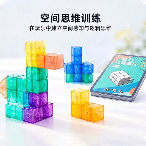 乐尔思索玛立方体磁力积木空间思维魔方块儿童益智玩具磁铁石拼装 - 图0