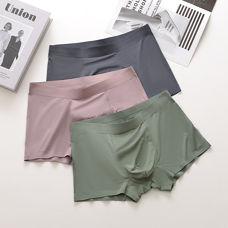 3条 青少年男士内裤四角宽松中腰平角裤头运动无痕莫代尔内裤男潮 - 图0