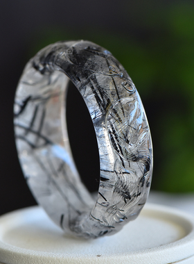 黑发晶水晶九尾狐手镯女款圈宽版