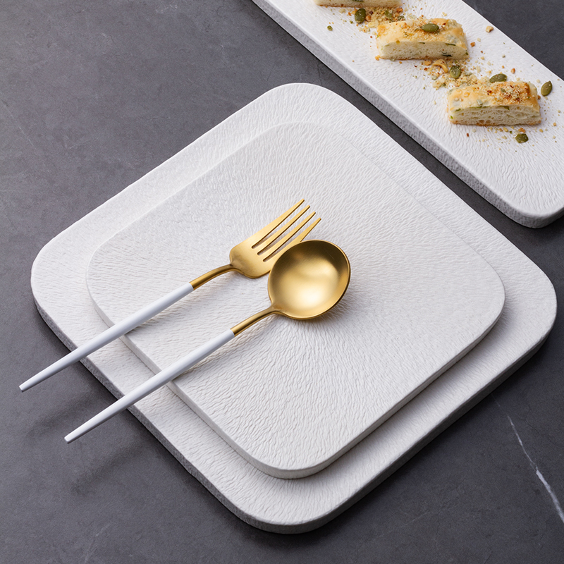 陶瓷高级感西餐盘牛排盘子点心盘鸡翅盘 家用现代轻奢长方形碟子 - 图0