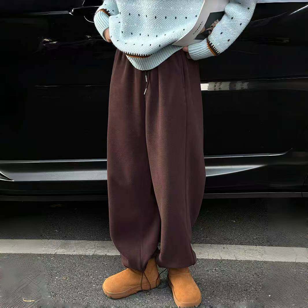 2025秋冬新款加绒抽绳卫裤显瘦保暖束口阔腿两穿运动裤女,淘宝优惠券,粉丝福利购,淘宝优惠卷
