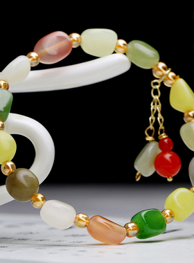 和田玉手链原石手串天然白玉碧玉