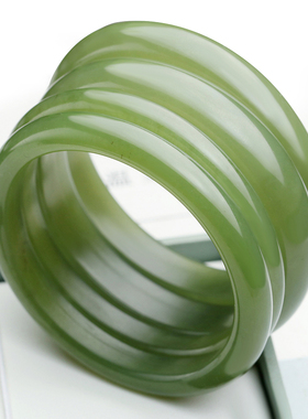 念玉天然和田玉手镯子儿童镯湖水绿青海玉镯圆条玉石本命年平安镯