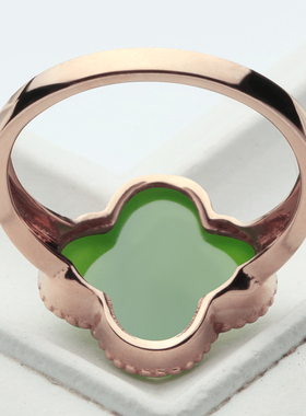 念玉珠宝18k玫瑰婚戒天然和田玉