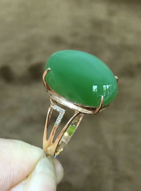 念玉珠宝18k玫瑰金镶玉带证书