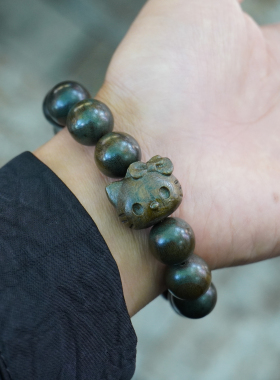 高品绿檀手串 保真老料绿檀 正宗阿根廷老绿檀手串 Kitty 猫手串