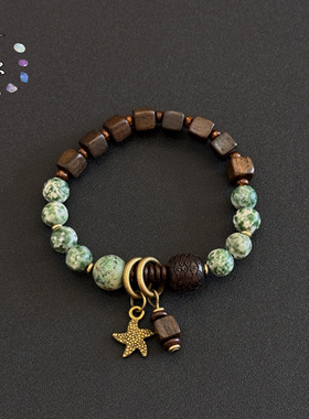 一安手作 原创手工绿色系串珠手链 个性小众手链不撞款