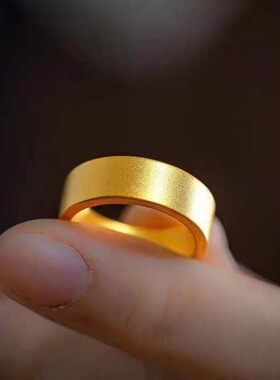 古法传承平底戒指沙金情侣对戒哑光素面男女经典素圈指环手饰礼物