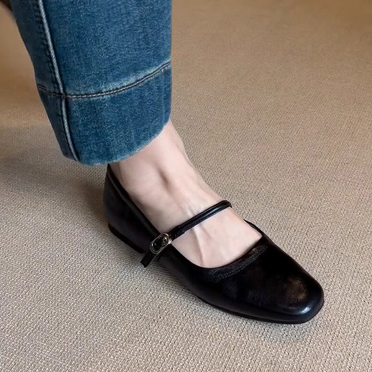 羊皮版~法式真皮复古玛丽珍鞋女浅口气质仙女风通勤不累脚小皮鞋,淘宝优惠券,粉丝福利购,淘宝优惠卷