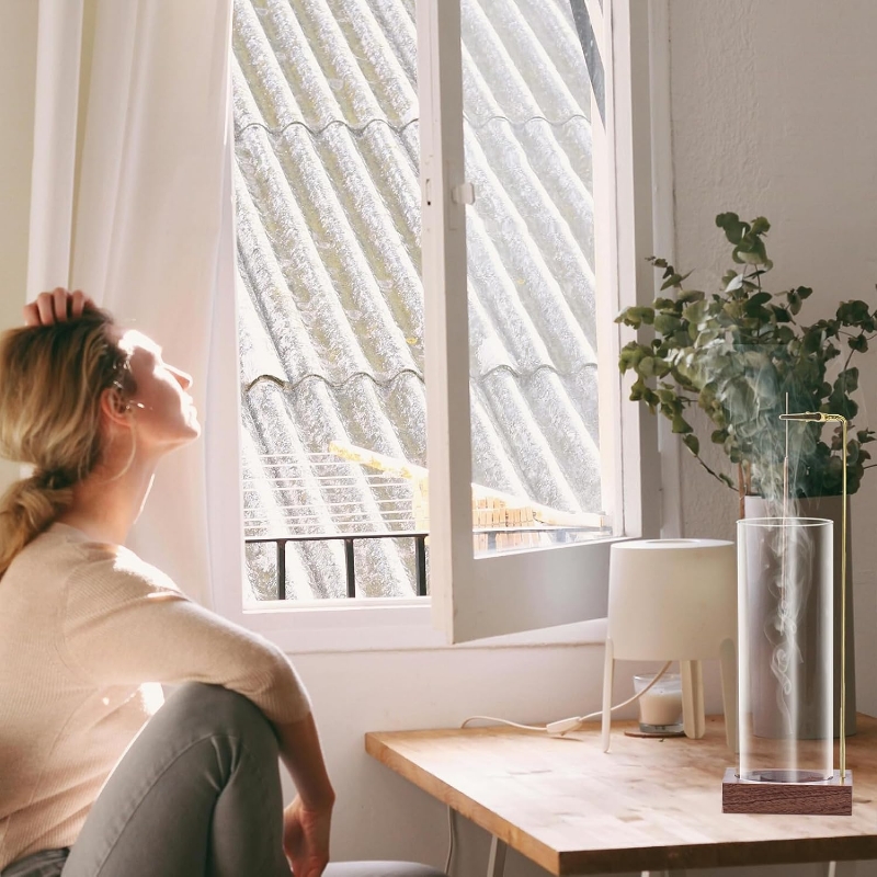 跨境热销款实木倒挂香插玻璃香座木质倒挂式香插创意檀香精致摆件 - 图2