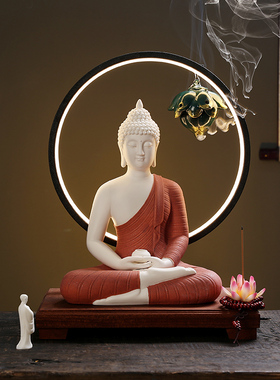 速发陶号大瓷释迦摩尼像如来阿弥陀佛泰佛家居客厅玄关装饰品灯饰