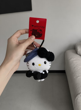 运动风豆豆眼小短腿哈喽kitty包挂件可爱挂饰毛绒公仔钥匙扣礼物